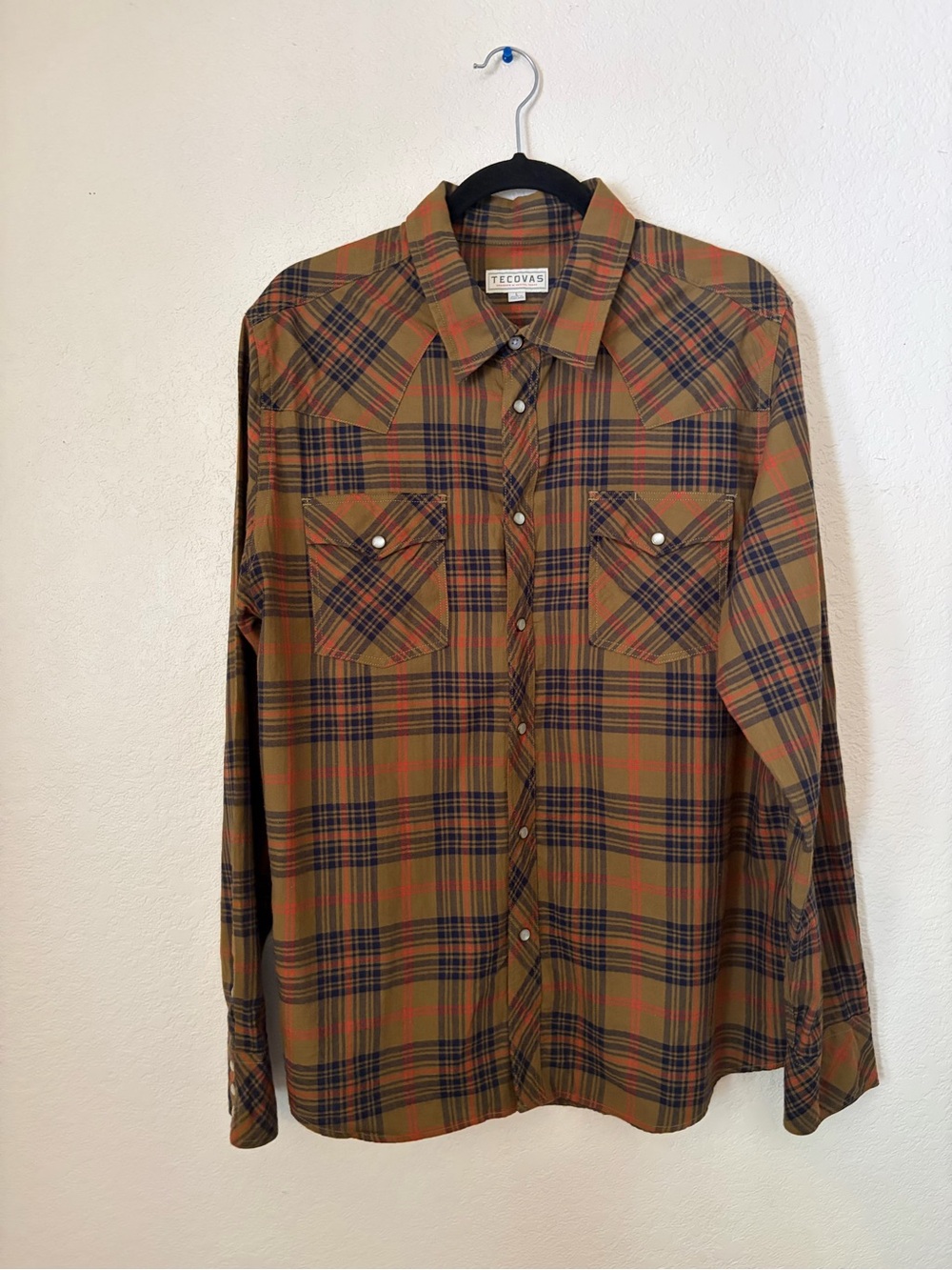 Tecovas Olive & Navy Plaid Button-Down Western Shirt